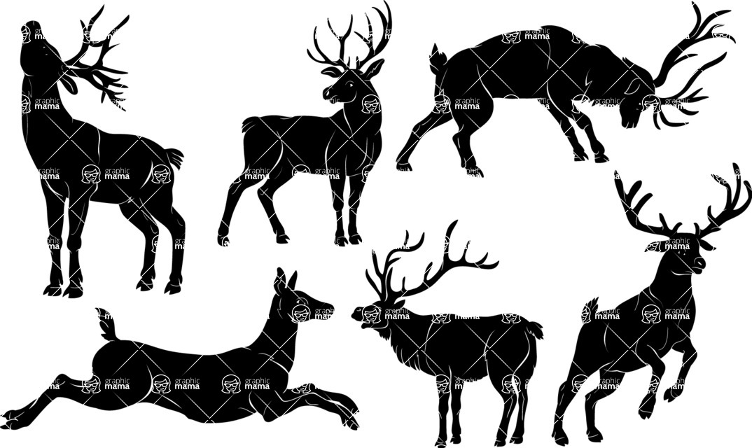 Vector silhouettes - Vector Deer Silhouettes Set